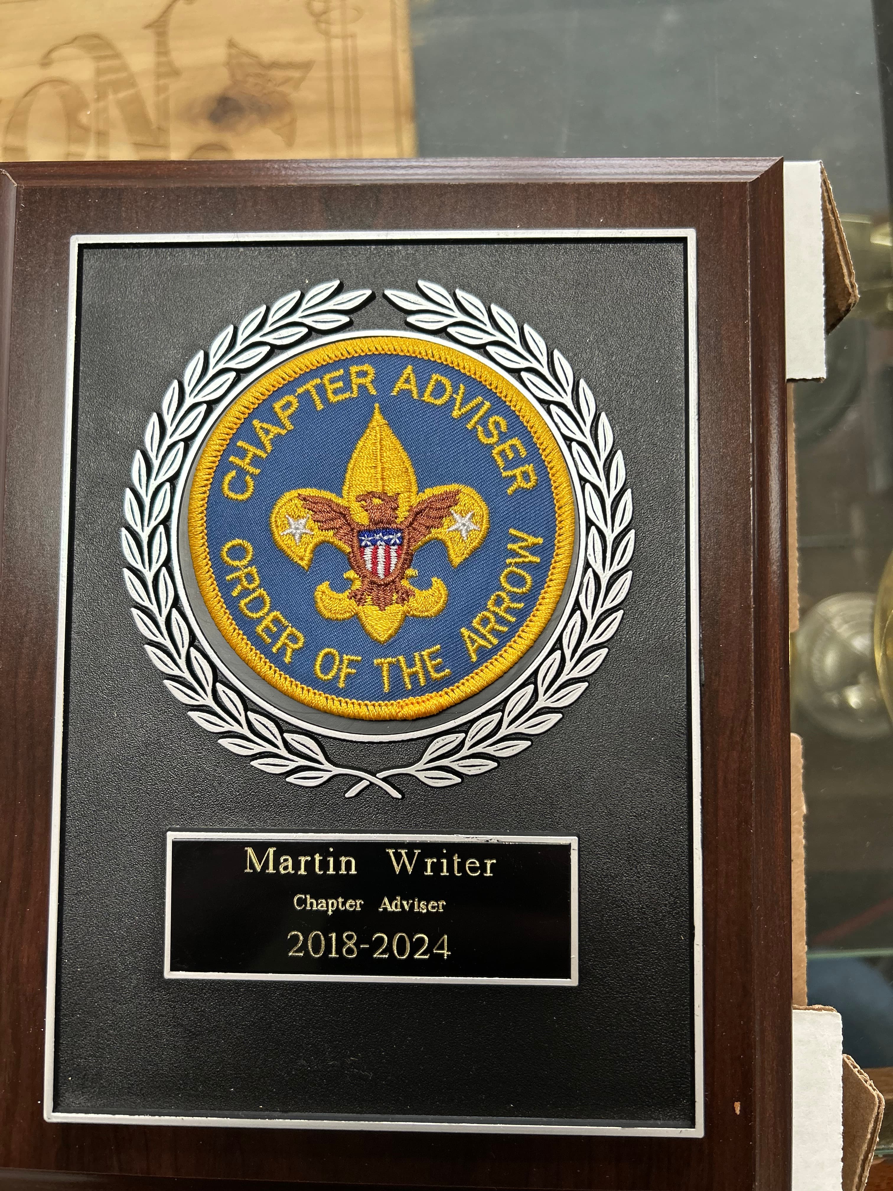 plaques: Order of the Arrow Chapter Adviser