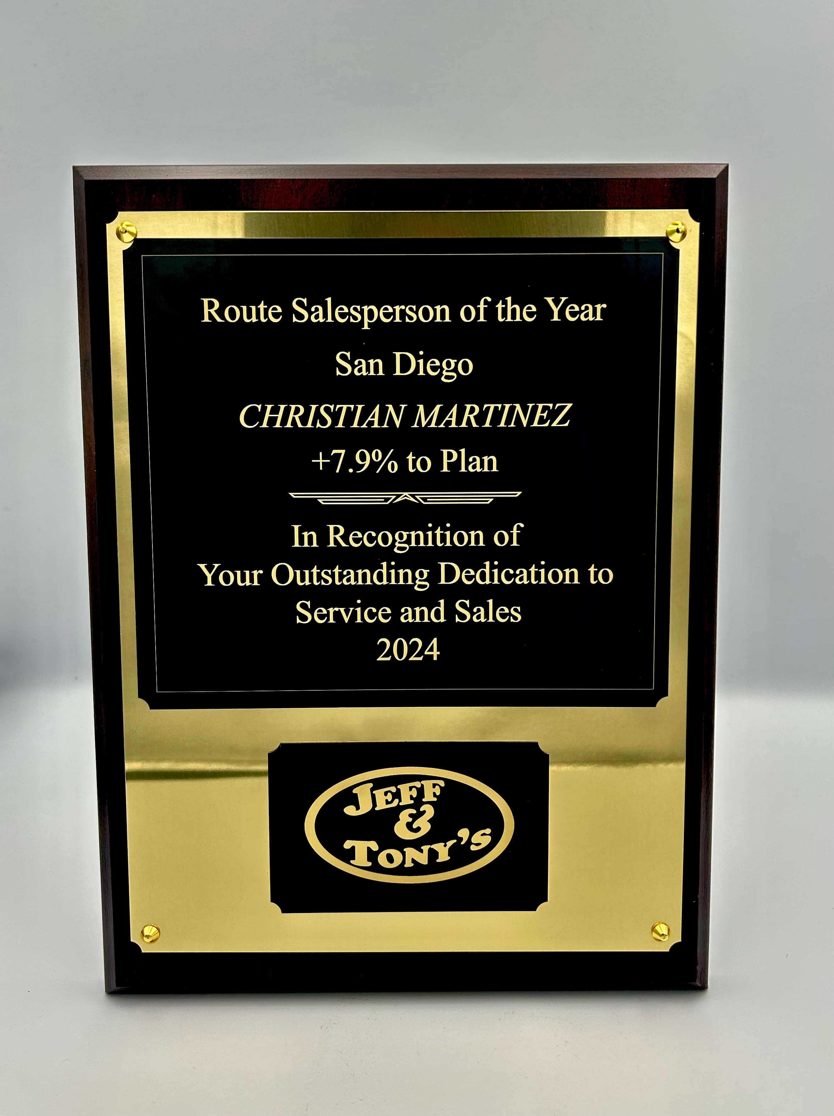 plaques: Salesperson of the Year Award