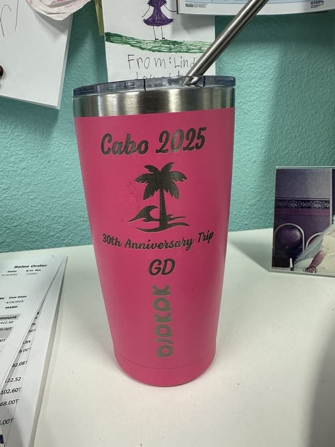 hand-engraving: Custom Anniversary Tumbler